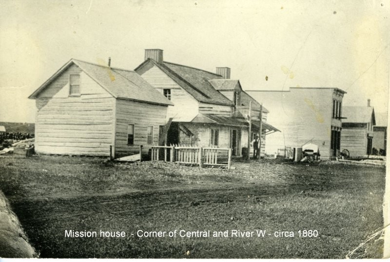 Central Ave. and River St. West, the Mission House (L) and now Natural Roots(R), pre 1887