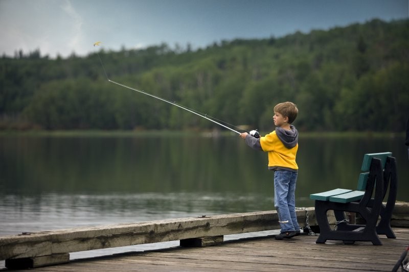 Missinipe Campground - Boy Fishing