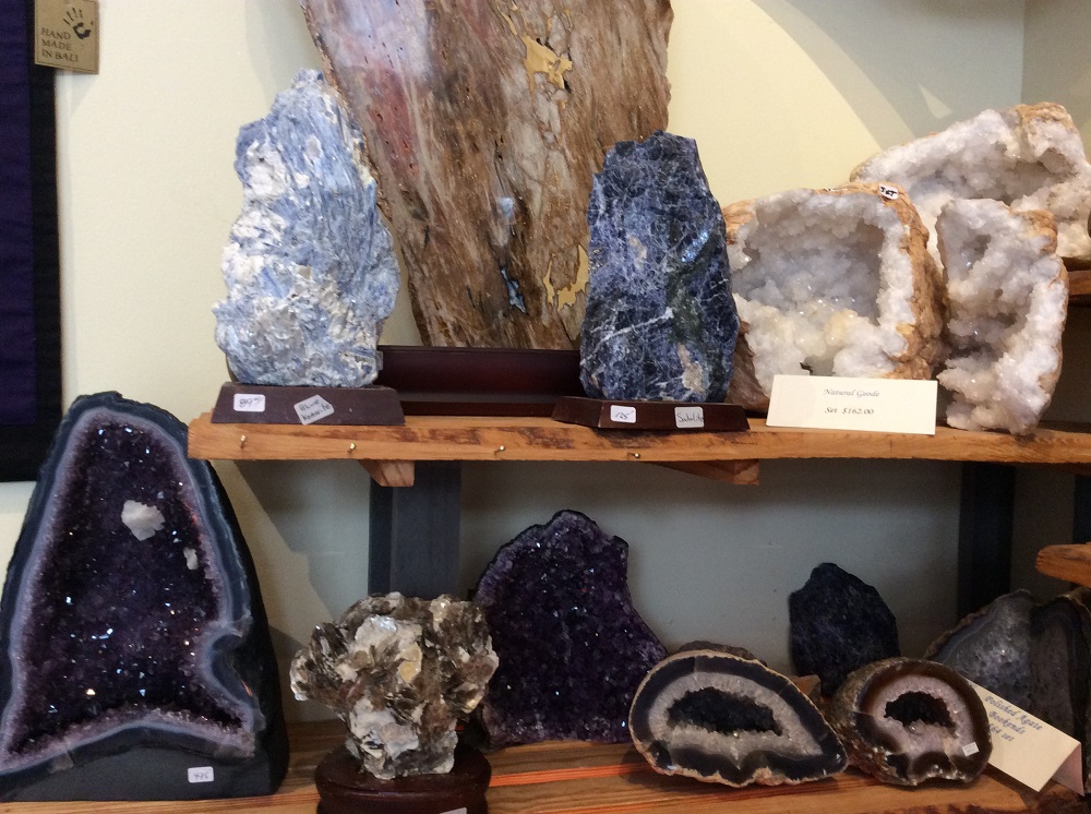 Broken Spoke Fine Art Gallery & Gift Shop has an assortment of Crystals and Geodes for sale.