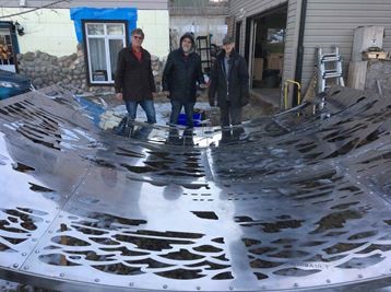 Collaborators Darrell Baschak, Michael Gaudet and Robert Thibault stand at the head  of the "Manitou Reflections" project, created to commemorate the 2019 Centennial of Manitou Beach, SK