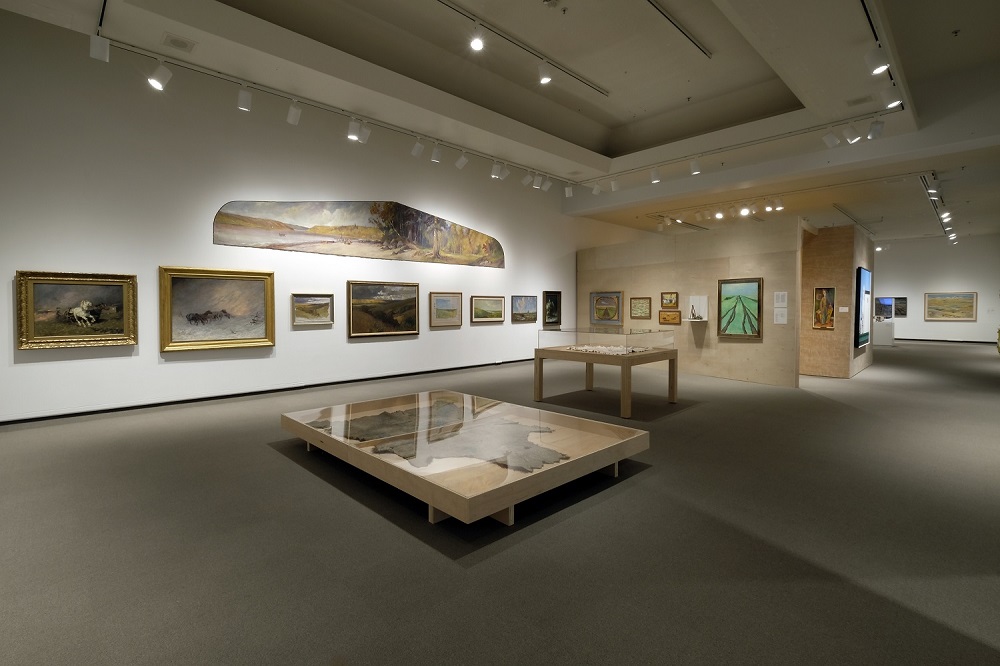 Installation image of The Permanent Collection: Walking With Saskatchewan, 2019, MacKenzie Art Gallery. Photo: Don Hall. 