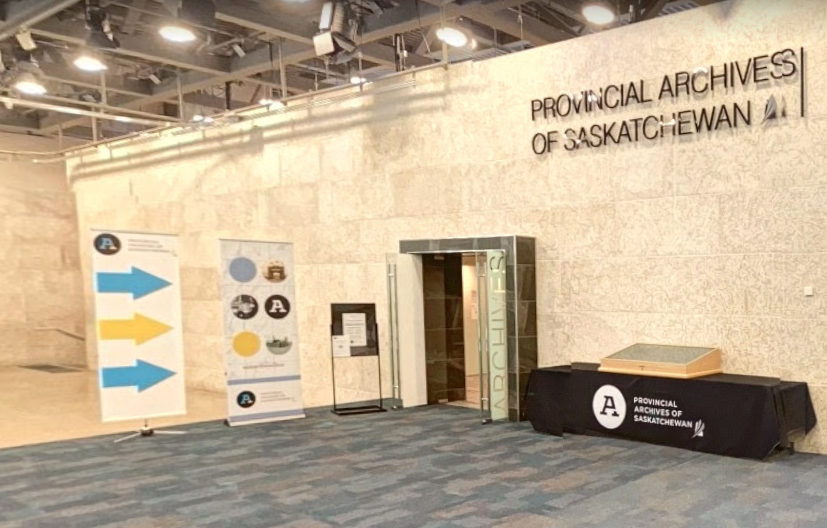 Entrance to the public Reading Room at the Provincial Archives of Saskatchewan.